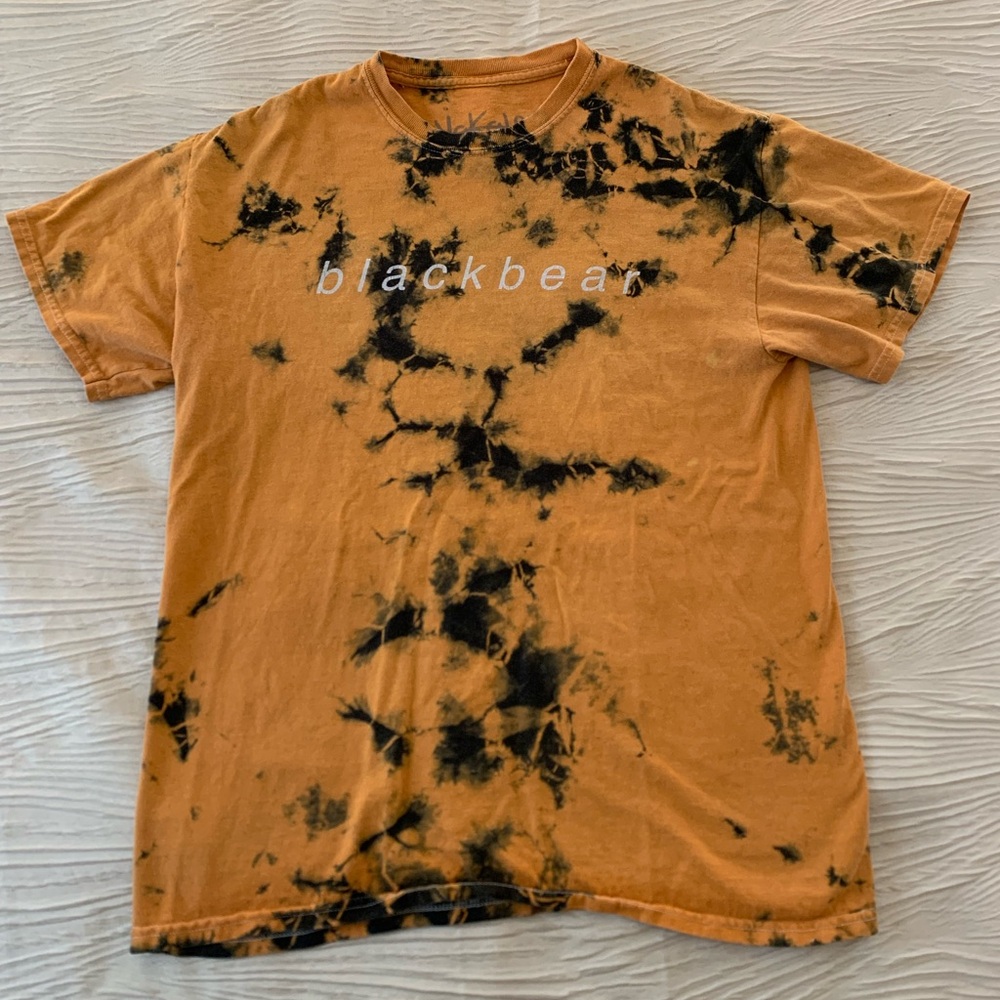 Orange & Black Tie Dye Blackbear merch T-shirt, made in USA, size Medium